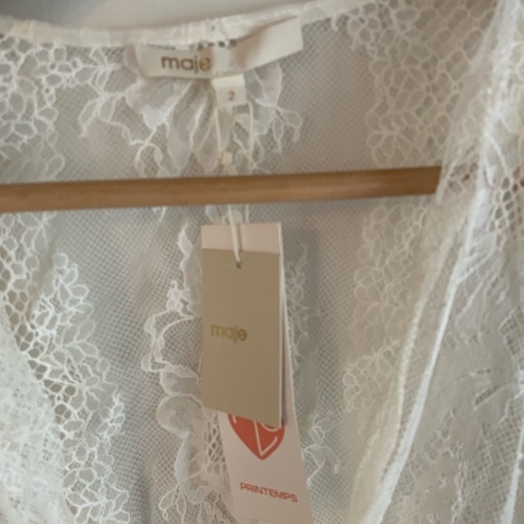 New! Maje Lace Overlay Blouse - Picture 4 of 10